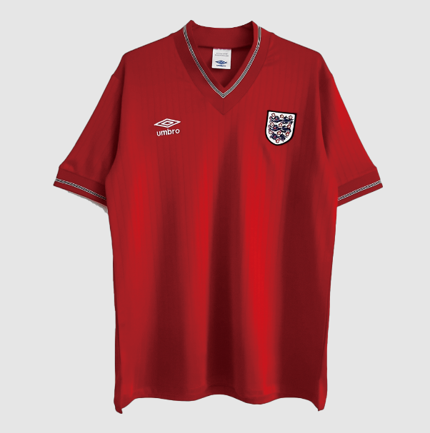 1984-87 England Retro Red Away Kit Soccer Jersey